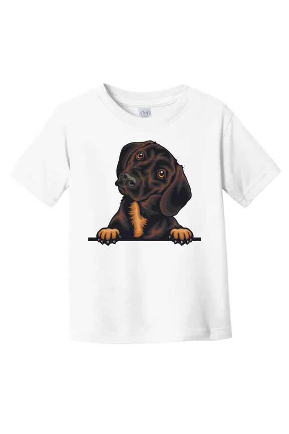 Bella Canvas Dachshund Dog Breed Popping Up Cute Toddler Boys & Girls Shirt, Gift for Baby or Kids