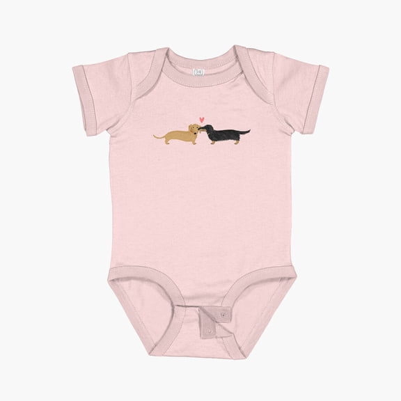 Bella Canvas Dachshunds Love Dogs With Heart Cute Wiener Dogs Short Sleeve Baby One-Piece Newborn Gender Neutral Outfit, Baby Boy Or Girl Bodysuit, Birrthday Gifts
