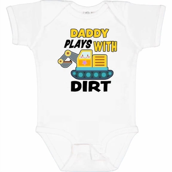Bella Canvas Daddy Plays With Dirt With Cute Bulldozer Baby Children Child Bodysuit