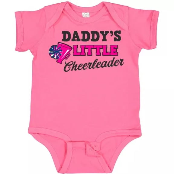 Bella Canvas Daddy's Little Cheerleader With Megaphone And Pom Poms Baby Bodysuit I Bodysuit