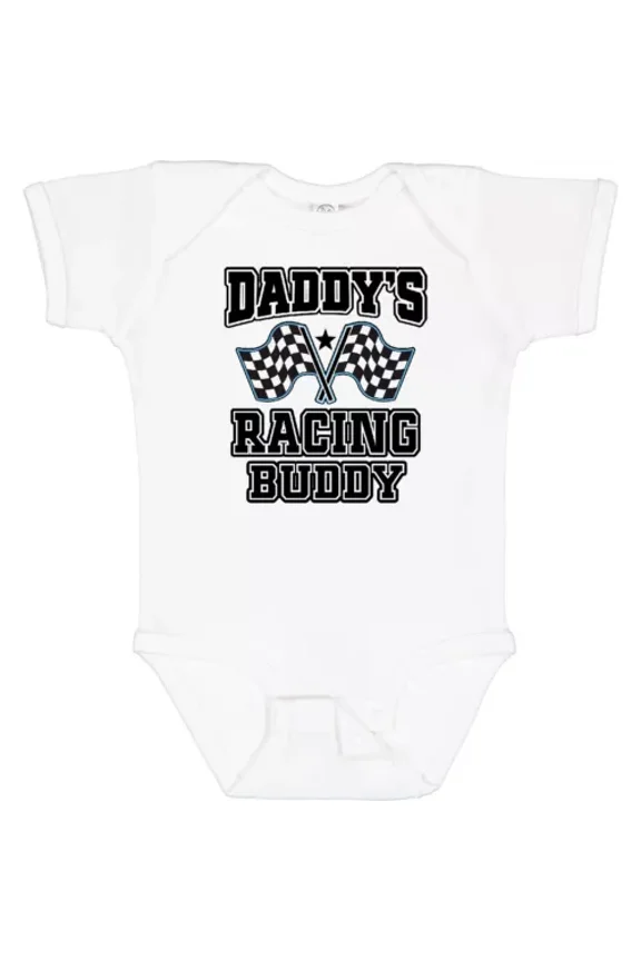 Bella Canvas Daddys Racing Buddy Car Flags Baby Bodysuit Race Cars Auto Road Daddy Bodysuit