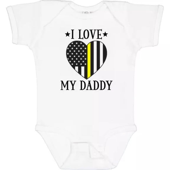 Bella Canvas Dispatcher Daddy Gold Line Emergency Infant Creeper First Responder Bodysuit