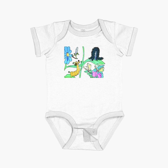 Bella Canvas Dog & Catterpillar Short Sleeve Baby One-Piece Newborn Gender Neutral Outfit, Baby Boy Or Girl Bodysuit, Birrthday Gifts