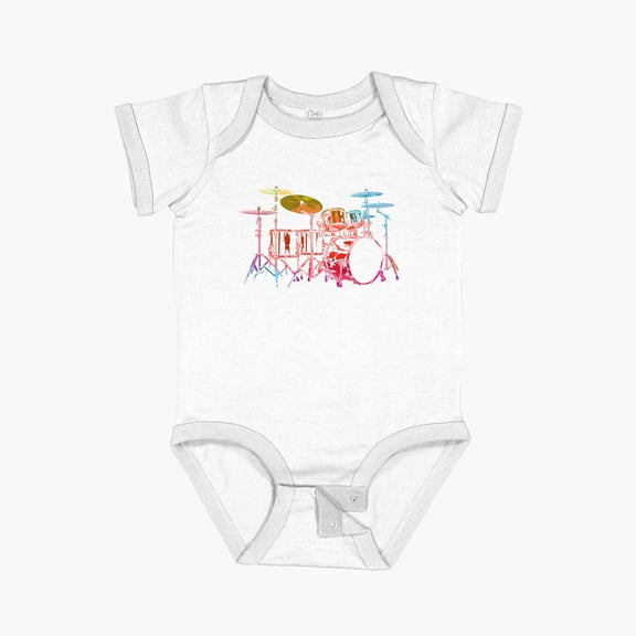 Bella Canvas Drum Set (Bold Digital Colors) Short Sleeve Baby One-Piece Newborn Gender Neutral Outfit, Baby Boy Or Girl Bodysuit, Birrthday Gifts
