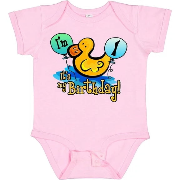 Bella Canvas Ducky 1st Birthday Baby Bodysuit Duck Balloons Cartoon Pond One-piece Bodysuit