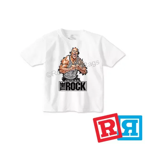 Bella Canvas Dwayne The Rock Johnson T-Shirt Cotton Crew Top Boys Toddler White Short Sleeve