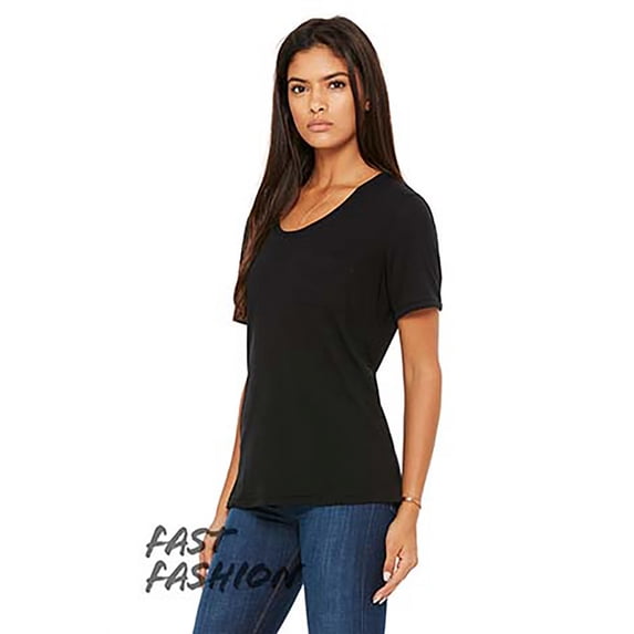 Bella + Canvas FWD Fashion Ladies' Flowy Pocket T-Shirt - BLACK - M