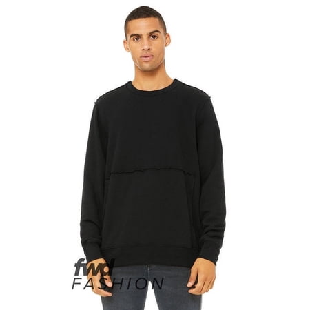 Bella + Canvas FWD Fashion Unisex Raw Seam Crewneck Pullover - BLACK - L