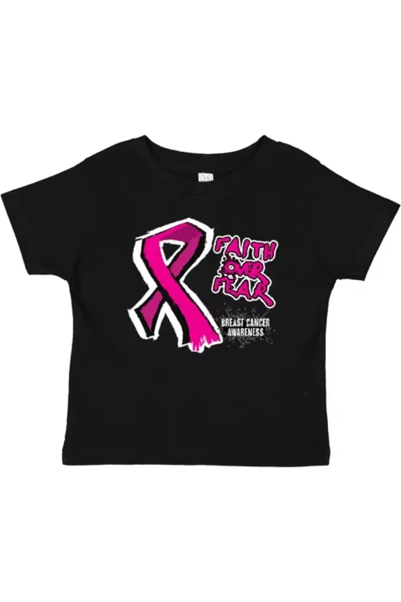 Bella Canvas Faith Over Fear Breast Cancer Awareness Pink Ribbon Baby Toddler Shirt Hope
