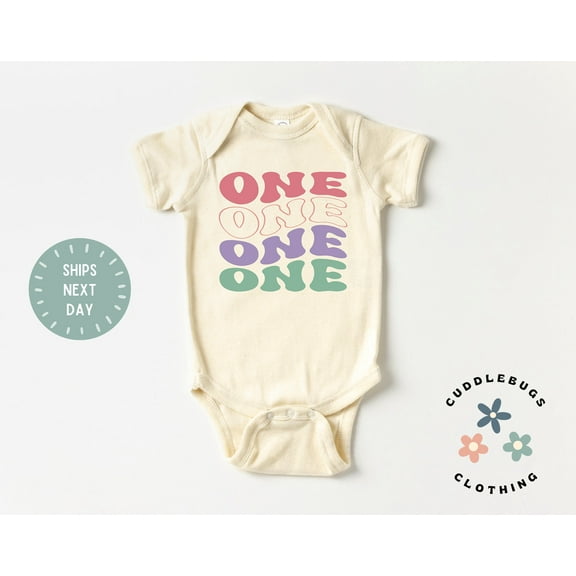 Bella Canvas with First Birthdays, Retro Boho One Year Birthday, One Year Old Girl Birthday, Cake Smash Outfit Cool Baby Clothing, Cute Baby Boy or Girl Bodysuit Gift