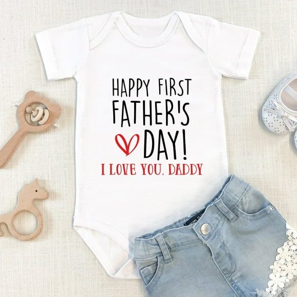 Bella Canvas First Father's Day Onesie Happy First Father's Day! I Love You Daddy Baby Bodysuit, 1st Fathers Day Gift From Daughter, Gift From Son Bodysuit