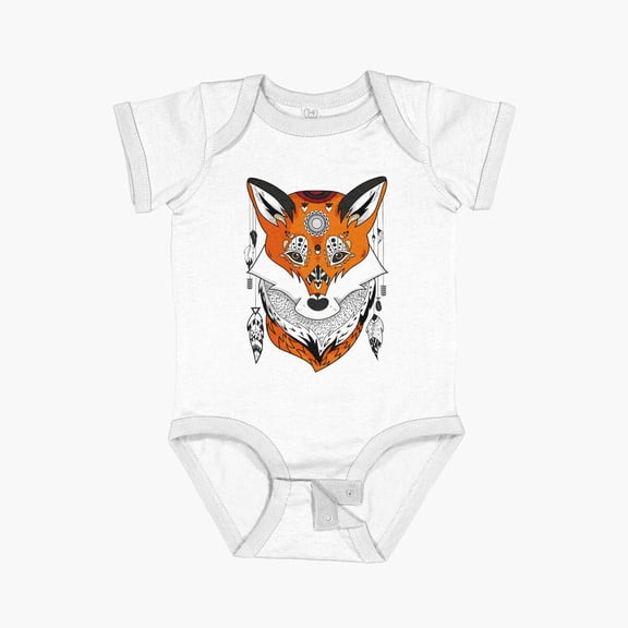 Bella Canvas Fox Head Short Sleeve Baby One-Piece Newborn Gender Neutral Outfit, Baby Boy Or Girl Bodysuit, Birrthday Gifts