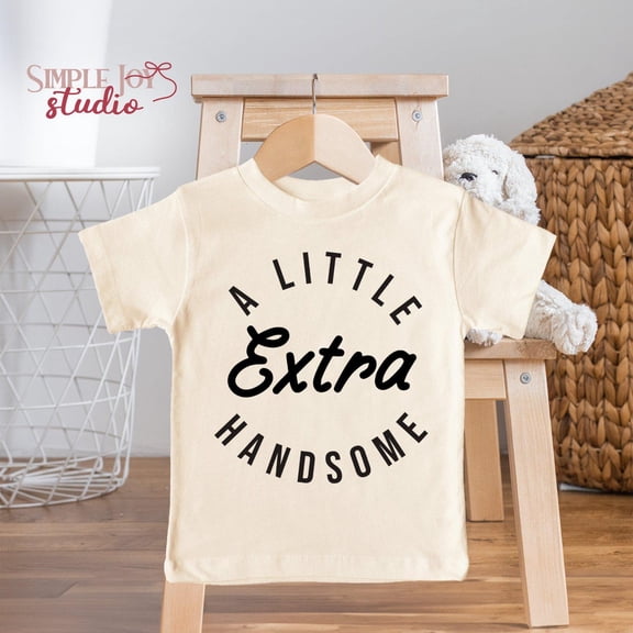 Bella Canvas Funny Toddler Shirt, Cute Boys Tee, A Little Extra Handsome, Kids Graphic Tee, Fun Slogan Shirt, Gift for Toddlers, Youth Top, (SK-AUT14)