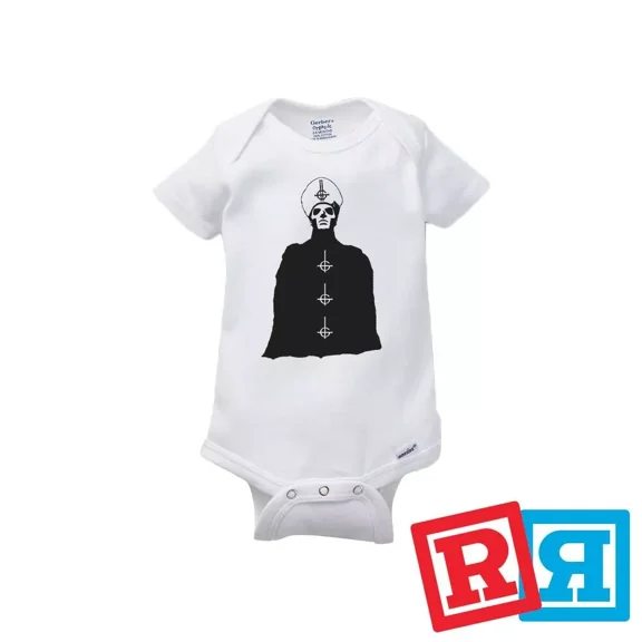 Bella Canvas Ghost Papa Emeritus Gerber Baby OnesieÂ® Cotton Unisex White Short Sleeve