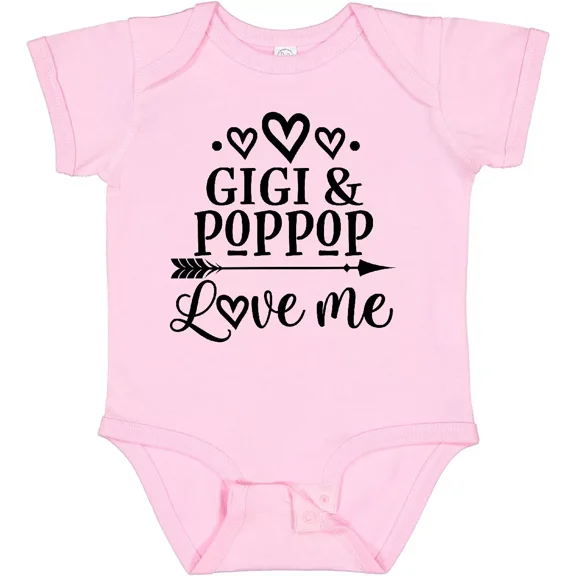 Bella Canvas Gigi And Poppop Love Me Baby Bodysuit Grandchild Grandkids Cute Girls Baby Bodysuit