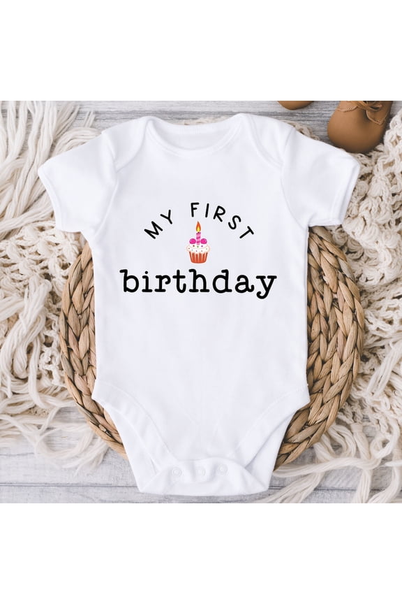 Bella Canvas with Girl My First Birthdays, 1St Birthday Cupcake ,Baby Cake Smash 1St Birthday, One Year Birthday, 1 Year Old Girl Cute Baby Boy or Girl Bodysuit Gift