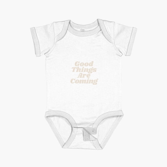 Bella Canvas Good Things Are Coming In Orange And White Short Sleeve Baby One-Piece Newborn Gender Neutral Outfit, Baby Boy Or Girl Bodysuit, Birrthday Gifts