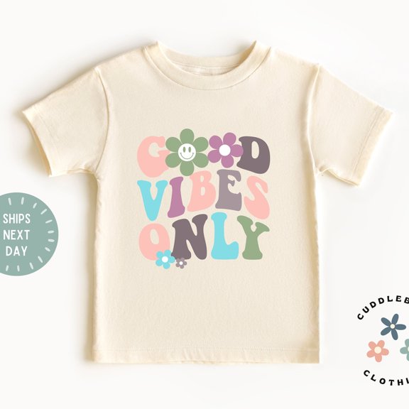 Bella Canvas Good Vibes Only Girls Toddler Shirt, Retro Groovy Good Vibes Kids Shirt, Gift For Girl, Birthday Girl, Granddaughter, Tee