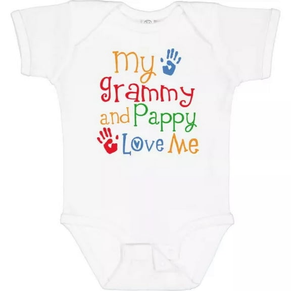Bella Canvas Grammy And Pappy Love Me Baby Childs Boys Girls Cute Infant Bodysuit