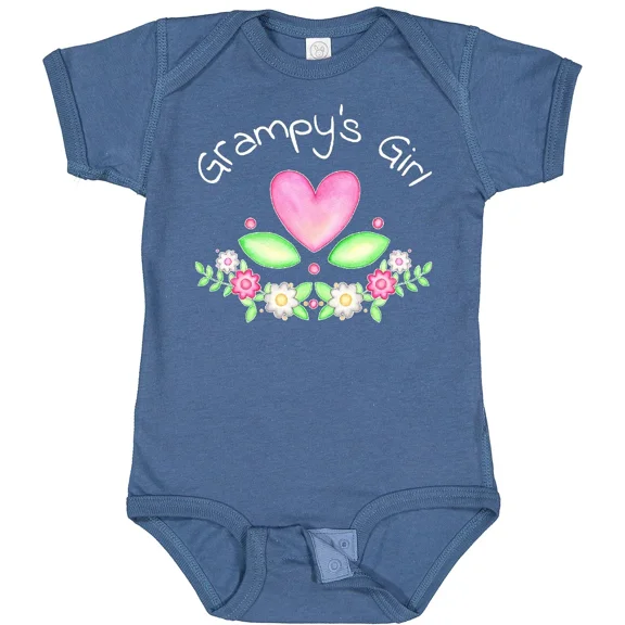 Bella Canvas Grampy'S Girl- Heart Flowers Baby Bodysuit Family Cute Grampy Grandpa Baby Bodysuit