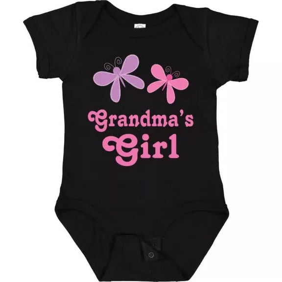 Bella Canvas Grandma's Girl Grandchild Butterfly Baby Bodysuit From Grandma Girls Bodysuit