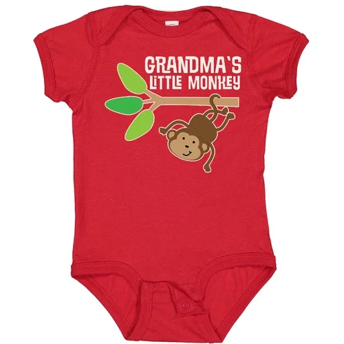 Bella Canvas Grandma's Little Monkey Grandchild Baby Bodysuit Cute Kids Childs Bodysuit