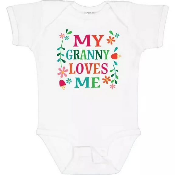 Bella Canvas Granny Loves Me Girls Baby From Childs Cute Floral Outfit Hws Bodysuit