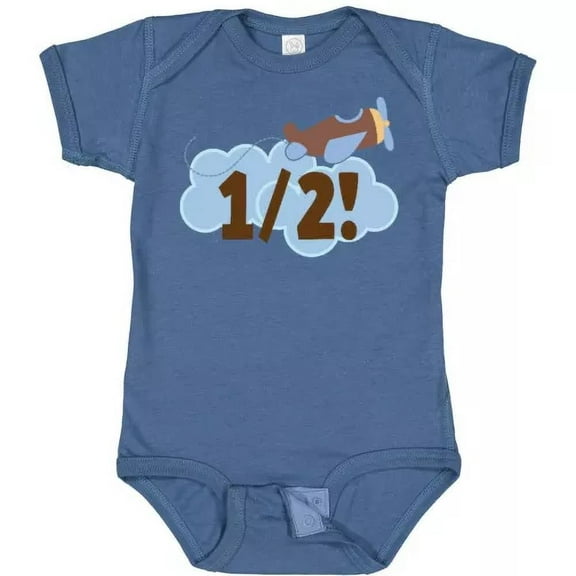 Bella Canvas Half Birthday Boy Airplane Plane Infant Creeper 1/2 Outfit Shirt 6 Old Bodysuit