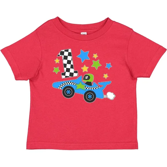 Bella Canvas Happy 1st Birthday Blue Racing Car Baby Toddler Shirt Birthdays First One Toddler Shirt