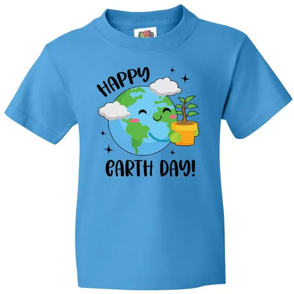 Bella Canvas Happy Earth Day Cute Smiling Planet Earth With Tree Air Toddler Shirt