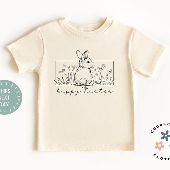 Bella Canvas Happy Easter Girls Shirt, Easter Bunny Tee, Cute Easter Holiday Bunny Kids Tee, Easter Gift For Girl, Granddaughter, Kids Tee
