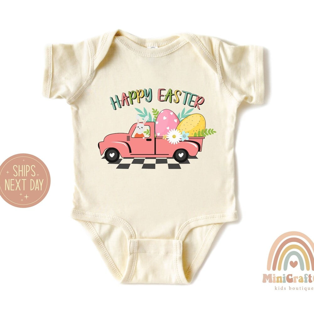Bella Canvas With Happy Easter Truck Easter Egg Hunt Shirt Cute Bella canvas with happy easter truck easter egg hunt shirt cute