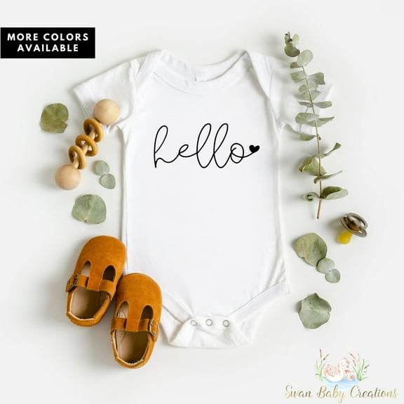 Bella Canvas with Hello Baby Newborn Boy Coming Home Outfit Neutral Baby Coming Home Outfit Baby Boy Gift Going Home Outfit Newborn Baby Clothes Cute And Cool Baby Boy or Girl Bodysuit Gift