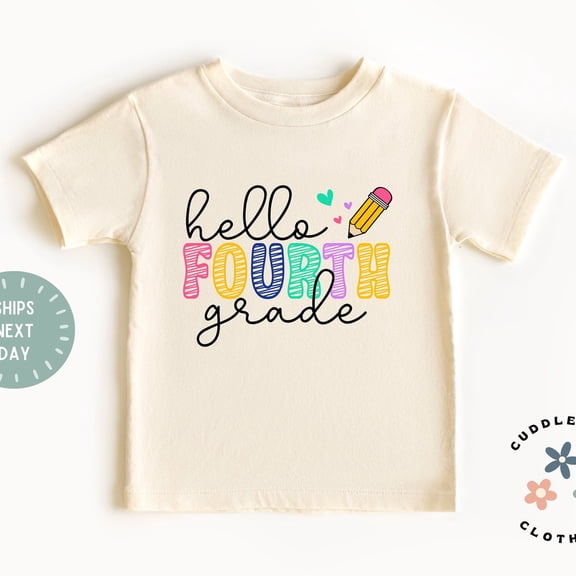 Bella Canvas Hello Fourth Grade Kids Shirt, Girl 4th Grade Tee, Back to School Girls Fourth Grade Top, First Day of School Girl, Gift 4th Grade Girl