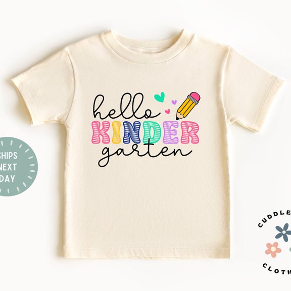 Bella Canvas Hello Kindergarten Toddler Girl Shirt, 1st Day of Kindergarten Kids Tee, Back to School Girls Tee, First Day of School Kindergarten