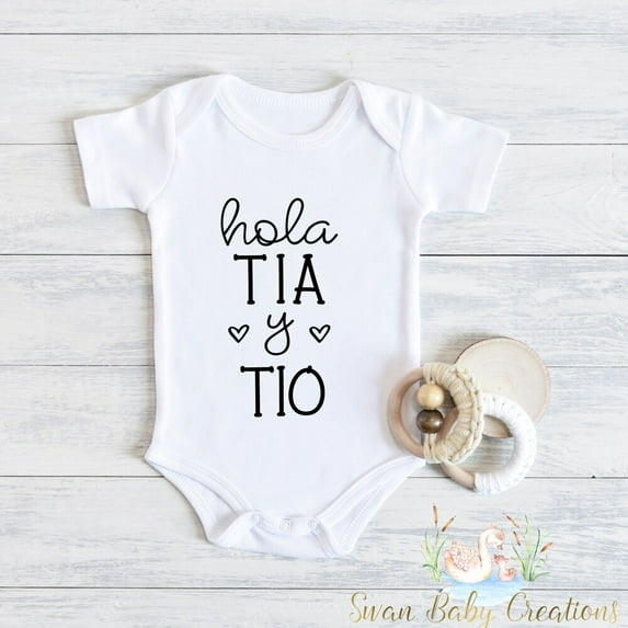 Bella Canvas with Hola Tia Y Tio, Spanish Baby Announcement Outfit, Pregnancy Reveal To Aunt And Uncle, Cute For Family Reveal, Baby Reveal Cute Baby Boy or Girl Bodysuit Gift