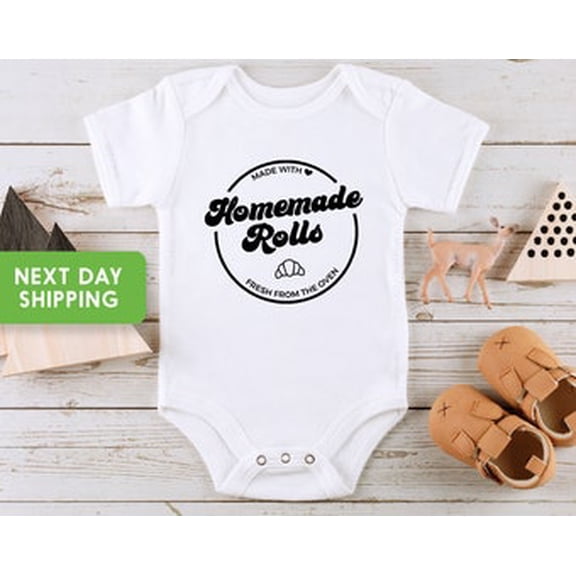 Bella Canvas Homemade Rolls Onesie, Thanksgiving Baby Onesie, Funny Thanksgiving Baby Onesie, Cute Natural Fall Bodysuit, Retro Thanksgiving Baby Gift Bodysuit