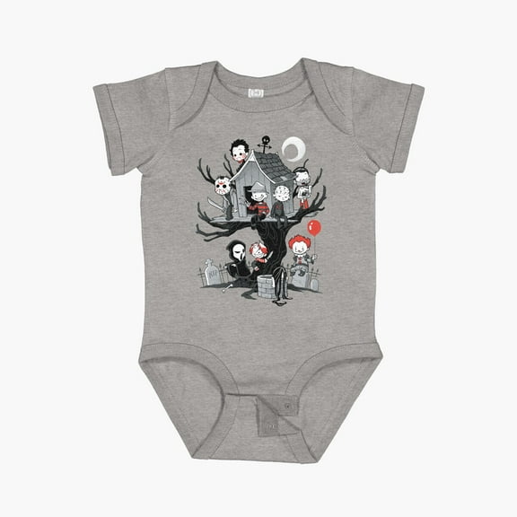 Bella Canvas Horror House Short Sleeve Baby One-Piece Newborn Gender Neutral Outfit, Baby Boy Or Girl Bodysuit, Birrthday Gifts