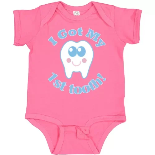 Bella Canvas I Got My First Tooth Baby Boy Baby Babys Teeth Childs Boys Bodysuit
