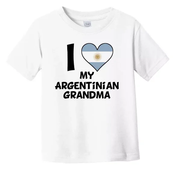 Bella Canvas I Heart My Argentinian Grandma Argentina Flag Toddler Boys & Girls Shirt, Gift for Baby or Kids