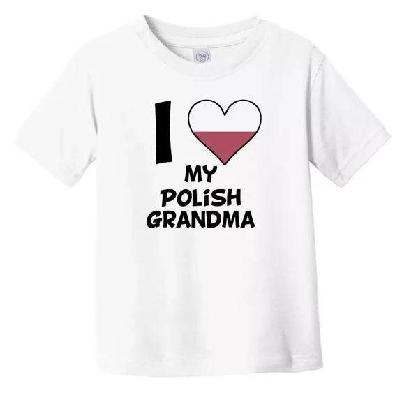 Bella Canvas I Heart My Polish Grandma Poland Flag Toddler Boys & Girls Shirt, Gift for Baby or Kids