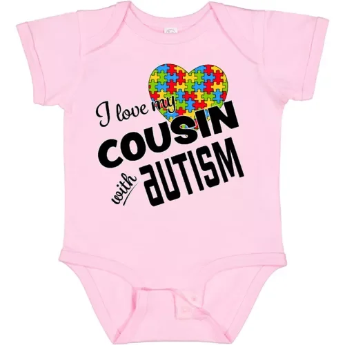 Bella Canvas I Love My Cousin With Autism Baby Bodysuit Awareness Big Little Older Bodysuit