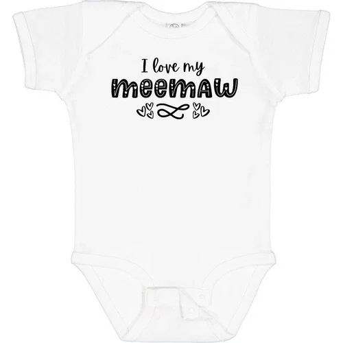 Bella Canvas I Love My Meemaw With Hearts Baby Bodysuit Mothers Day Grandma Niece Baby Bodysuit