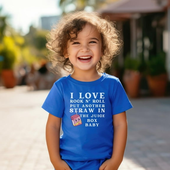 Bella Canvas I Love Rock N' Roll, Put another straw in the juice box baby, Toddler TShirt, Gender Neutral Kids, Funny Toddler Top, Royal Blue