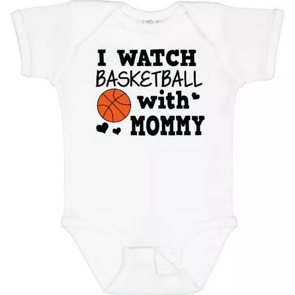 Bella Canvas I Watch Basketball With Mommy Baby Bodysuit Sports My Dad Cute Hearts Bodysuit