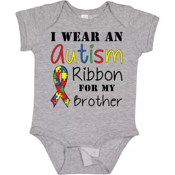 Bella Canvas I Wear An Autism Ribbon For My Brother Baby Awareness Puzzle Bodysuit