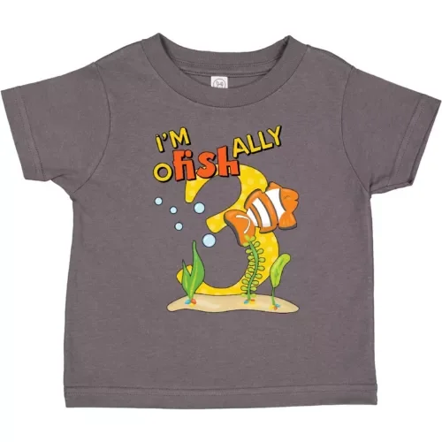 Bella Canvas I'm O-Fish-Ally Three Cute Clownfish Third Birthday Toddler Toddler Shirt 36