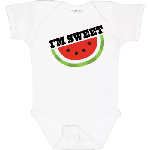Bella Canvas I'm Sweet Watermelon Baby Bodysuit Fruit Food Kids Girls Picnic Summer Bodysuit
