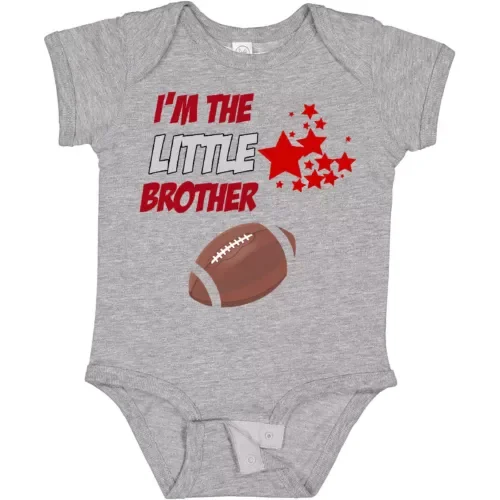 Bella Canvas I'm The Little Brother Football Baby Bodysuit Family Sports Stars Bodysuit