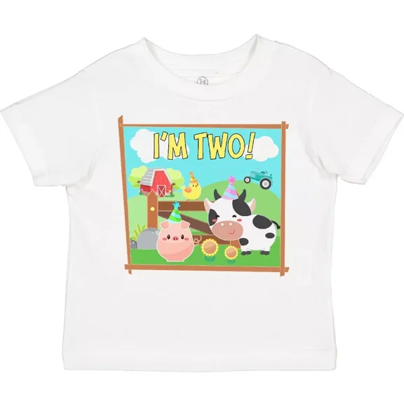 Bella Canvas I'm Two! Farm Animals Wearing Birthday Party Hats Toddler Shirt Two Toddler Shirt